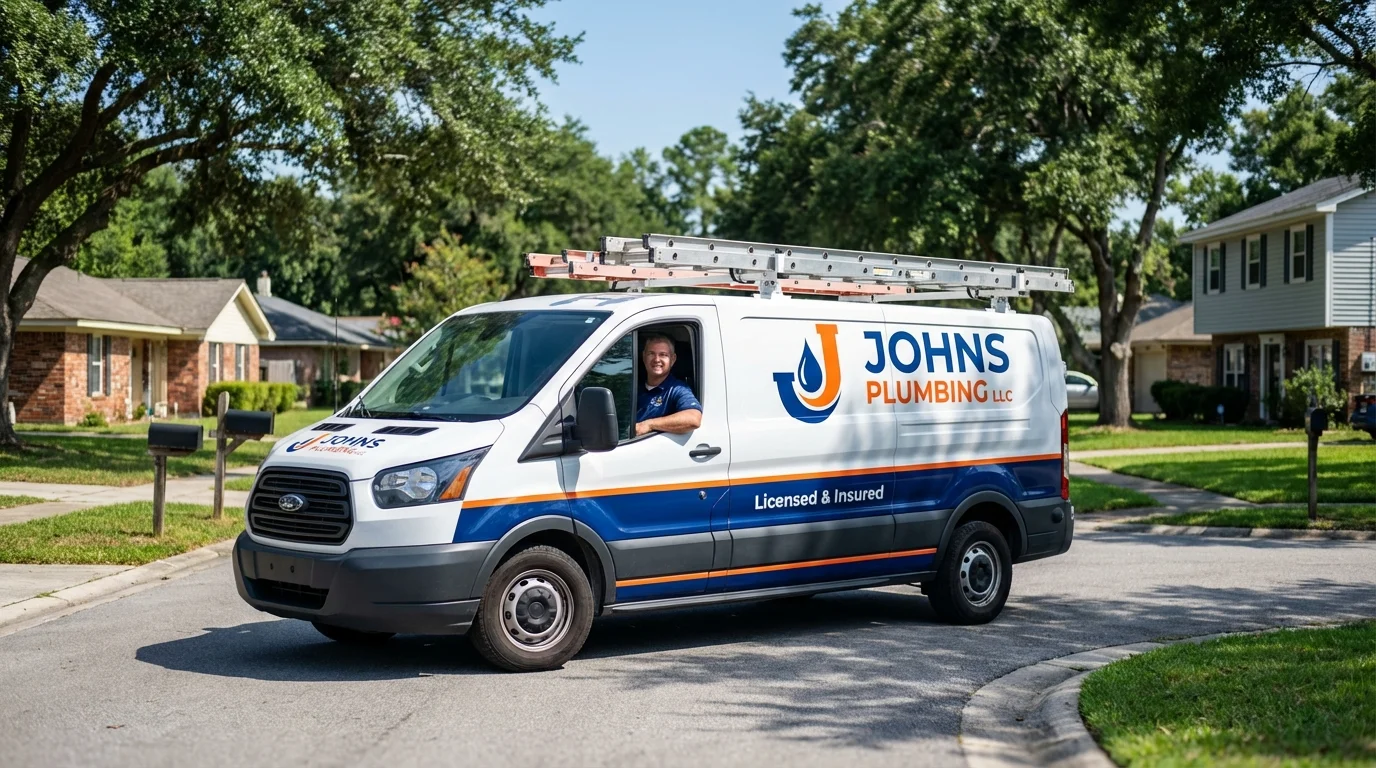 Johns Plumbing LLC service van in Alexander City, AL