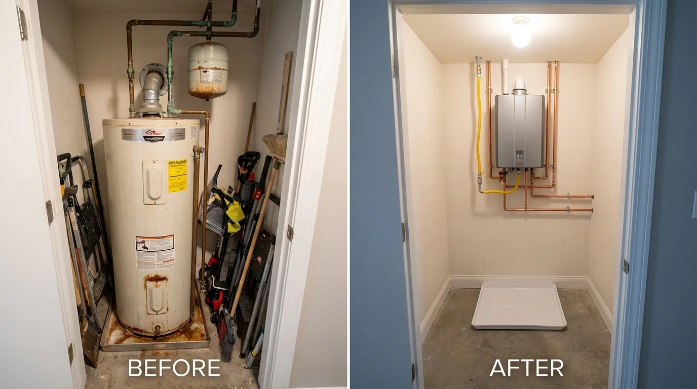 Tank water heater versus wall-mounted tankless unit comparison for Alexander City, AL homeowners