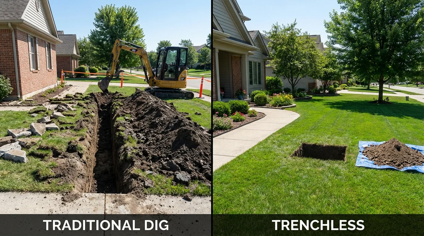 Trenchless sewer repair with minimal yard damage versus traditional excavation in Alexander City, AL